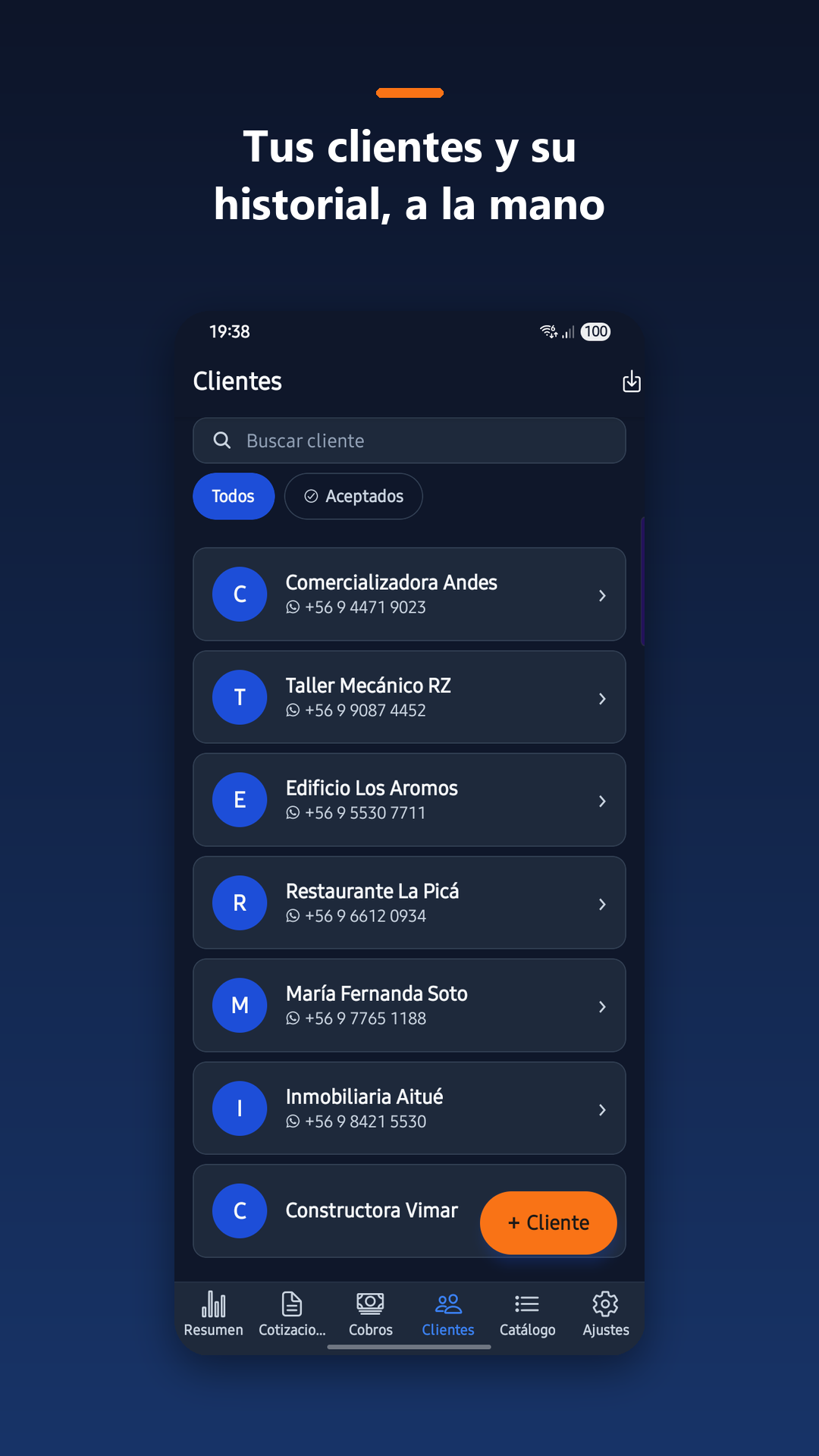 Lista de cotizaciones